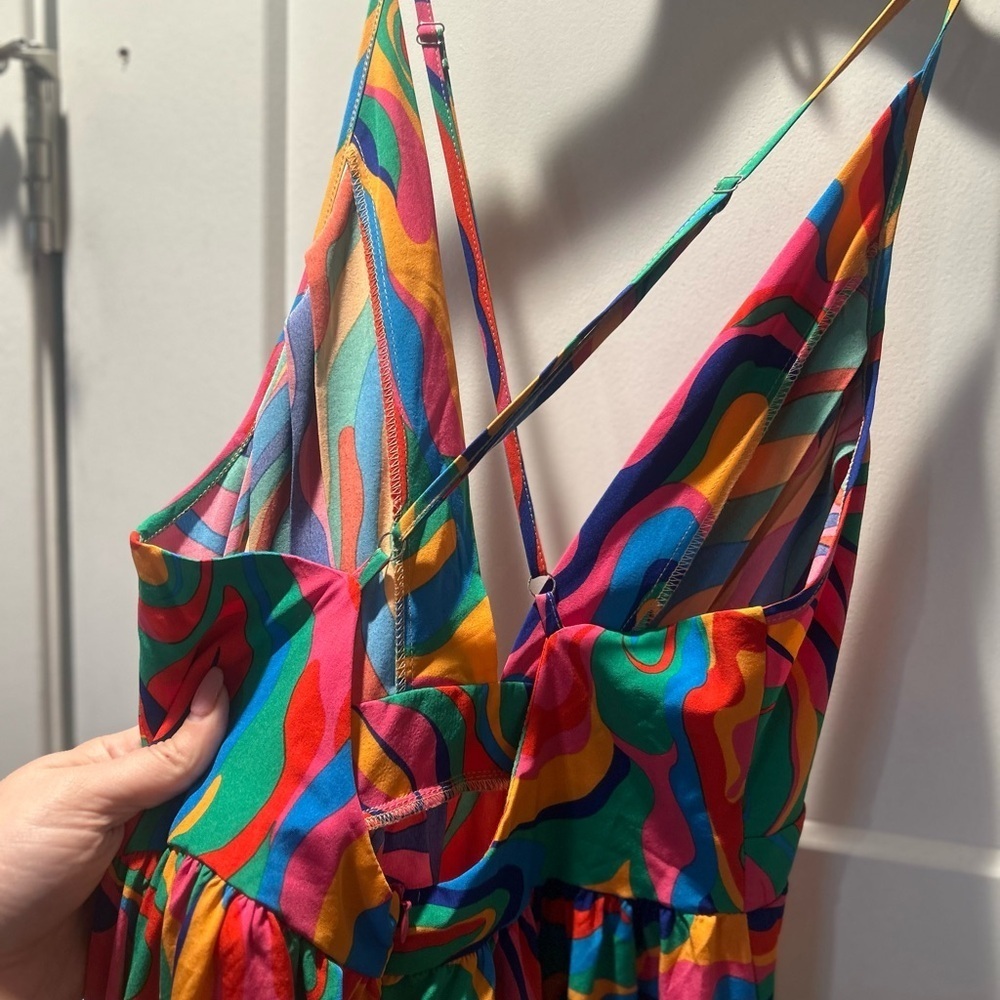 Vibrant Multicolor Maxi Dress Women’s Size Medium - Picture 3 of 7